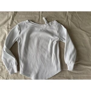 Abercrombie Kids Girls White Ribbed Long Sleeve Top Basic Shirt Size 9-10 Waffle
